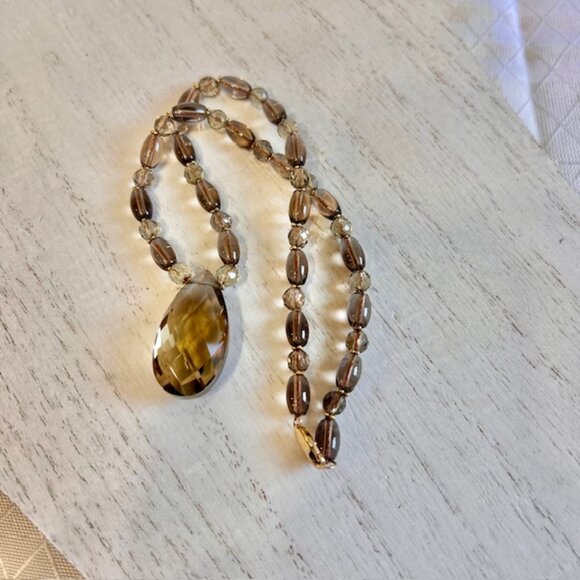Vintage Smokey Quartz and 14K Gold Beaded Necklace, Healing Jewelry Necklace - Picture 16 of 16